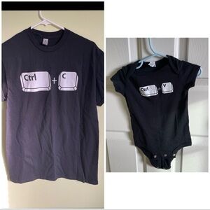 Black Ctrl+C T-Shirt and Ctrl+V Onesie Set